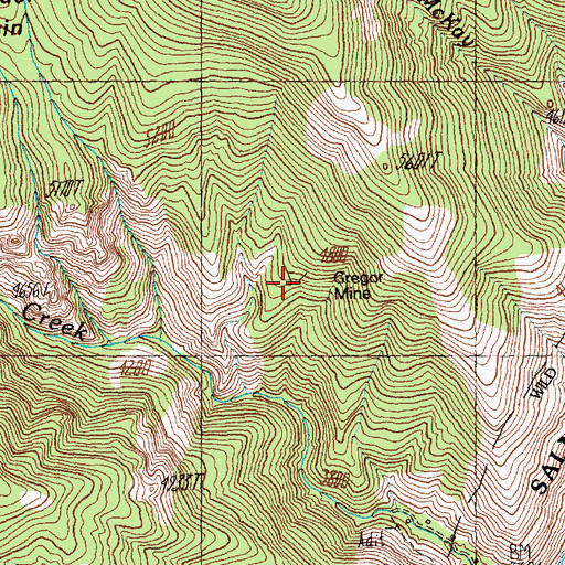 Topographic Map of Gregor Mine, ID