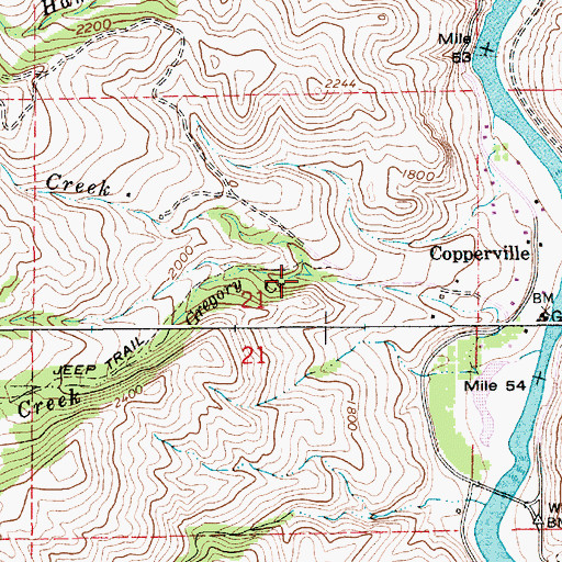 Topographic Map of Gregory Creek, ID