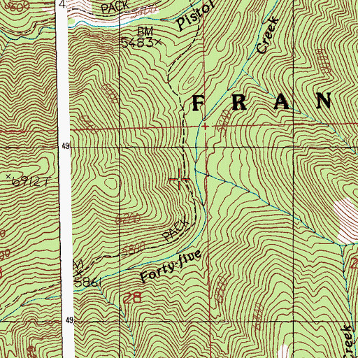 Topographic Map of Grenade Creek, ID