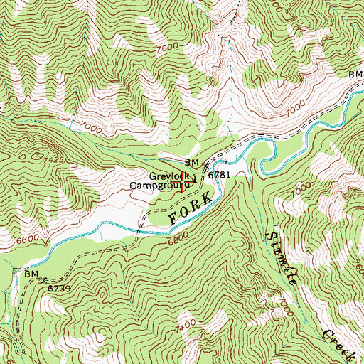 Topographic Map of Greylock Campground, ID