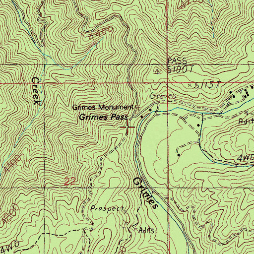 Topographic Map of Grimes Pass, ID