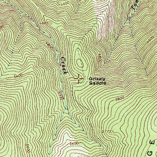 Topographic Map of Grizzly Saddle, ID