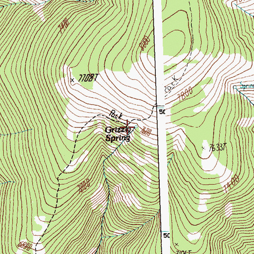 Topographic Map of Grizzly Spring, ID