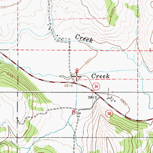 Topographic Map of Grouse Creek, ID