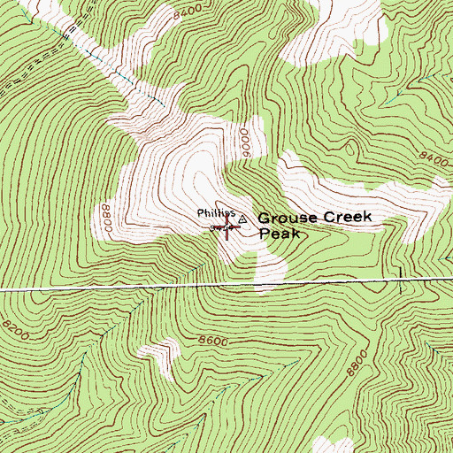 Topographic Map of Grouse Creek Peak, ID