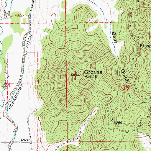 Topographic Map of Grouse Knoll, ID