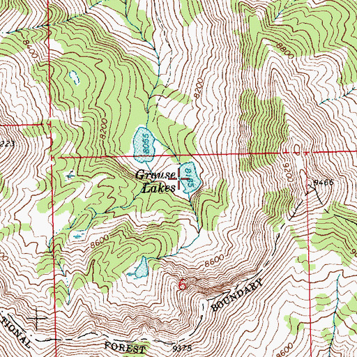 Topographic Map of Grouse Lakes, ID