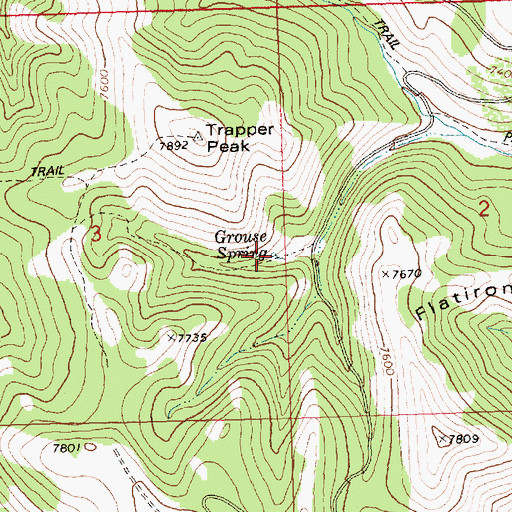 Topographic Map of Grouse Spring, ID