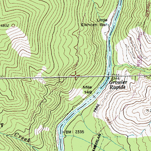 Topographic Map of Growler Rapids, ID