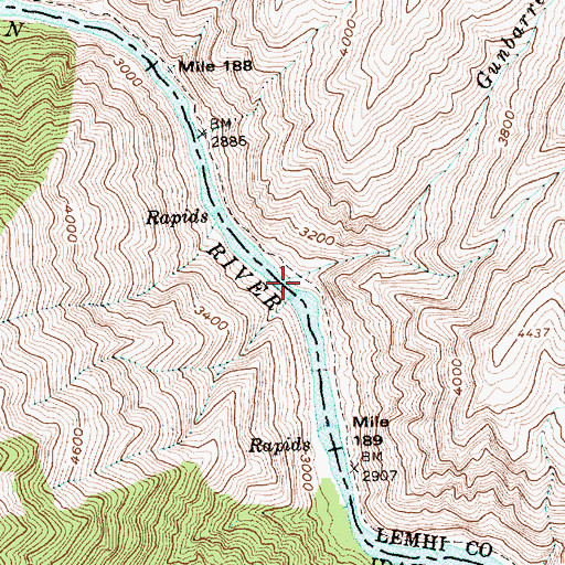Topographic Map of Gunbarrel Creek, ID