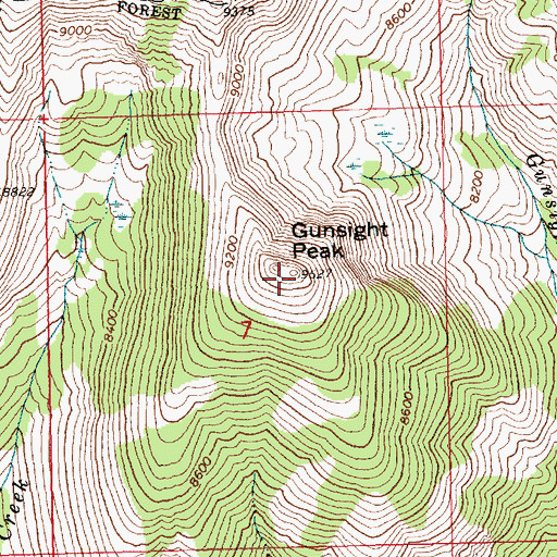 Topographic Map of Gunsight Peak, ID
