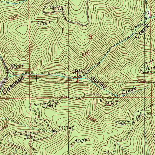 Topographic Map of Gurley Creek, ID