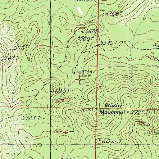Topographic Map of Brushy Tank, AZ