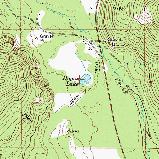 Topographic Map of Hager Lake, ID
