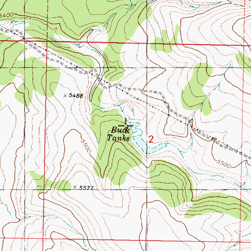 Topographic Map of Buck Tanks, AZ