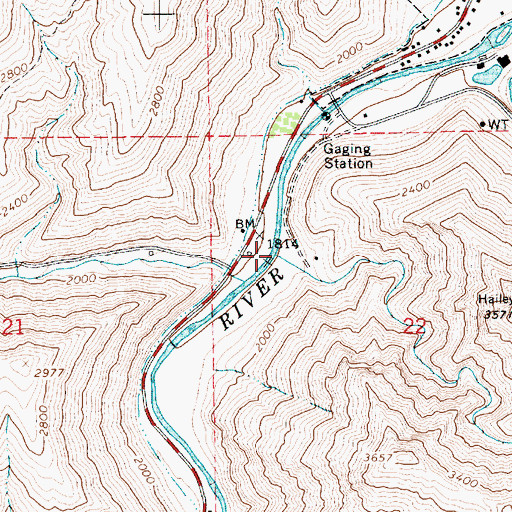 Topographic Map of Hailey Creek, ID