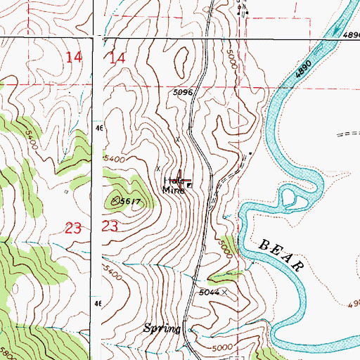 Topographic Map of Hale Mine, ID