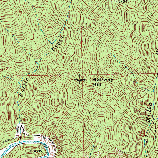 Topographic Map of Halfway Hill, ID
