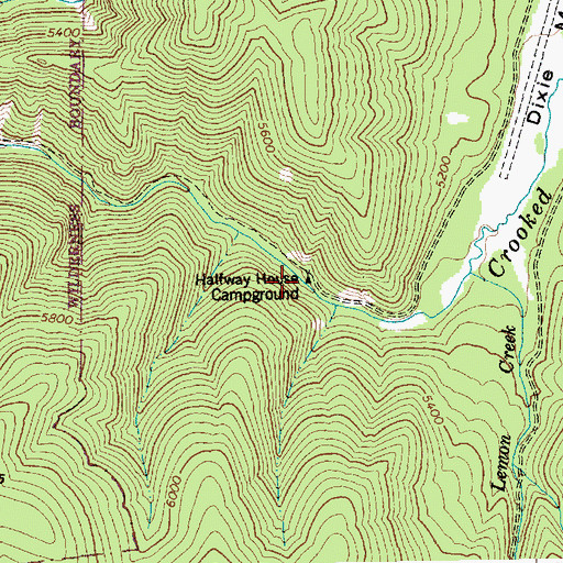 Topographic Map of Halfway House Campground, ID