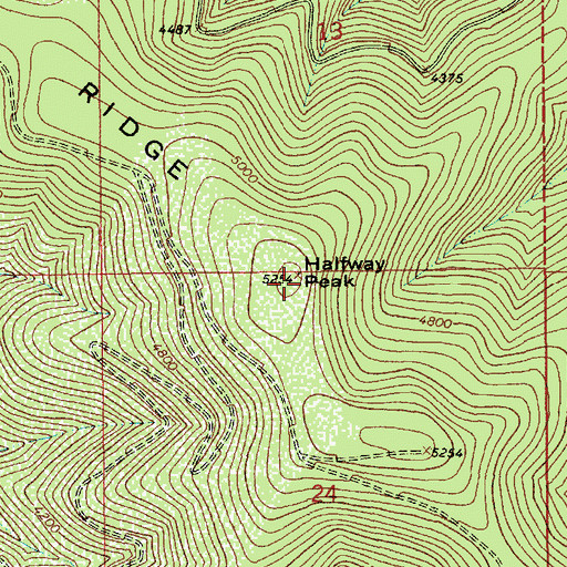 Topographic Map of Halfway Peak, ID