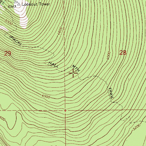 Topographic Map of Hall Mountain Trail, ID