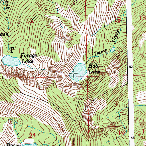 Topographic Map of Halo Lake, ID