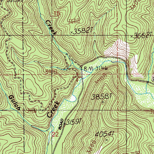 Topographic Map of Hamilton Creek, ID