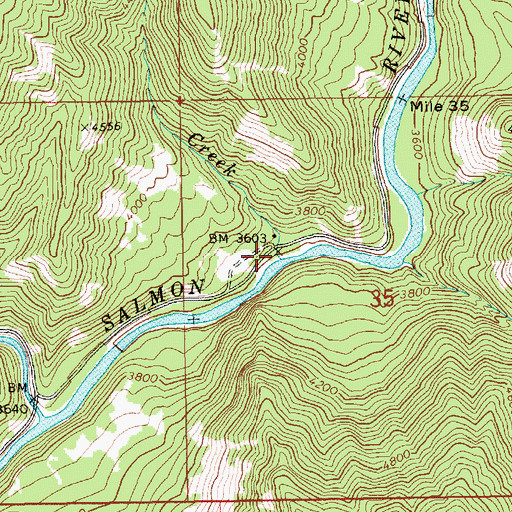 Topographic Map of Hamilton Creek, ID