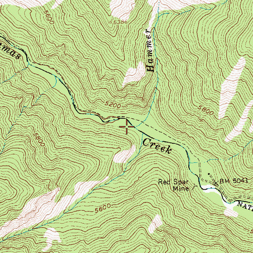 Topographic Map of Hammer Creek, ID