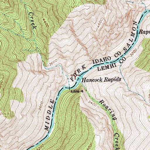 Topographic Map of Hancock Rapids, ID