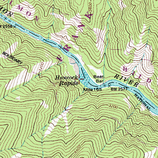 Topographic Map of Hancock Rapids, ID