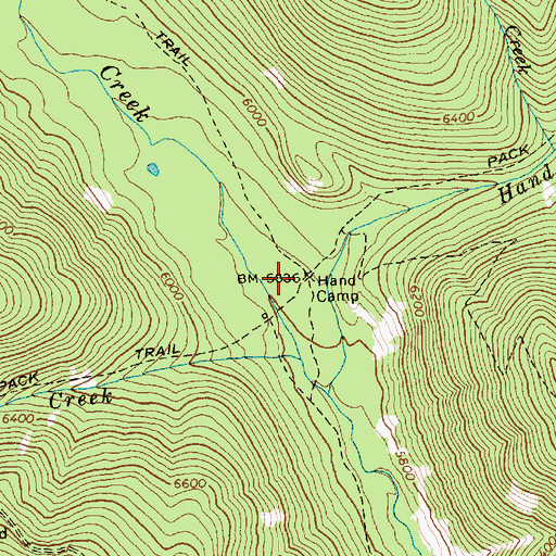 Topographic Map of Hand Camp, ID