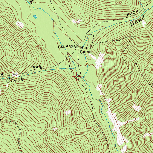 Topographic Map of Hand Creek, ID