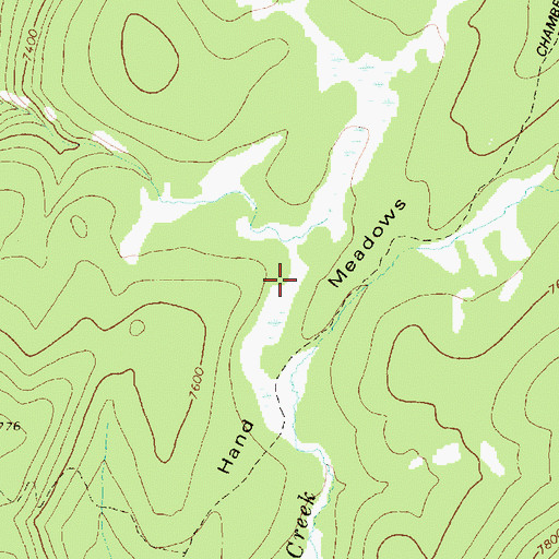 Topographic Map of Hand Meadows, ID