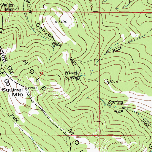 Topographic Map of Hands Spring, ID