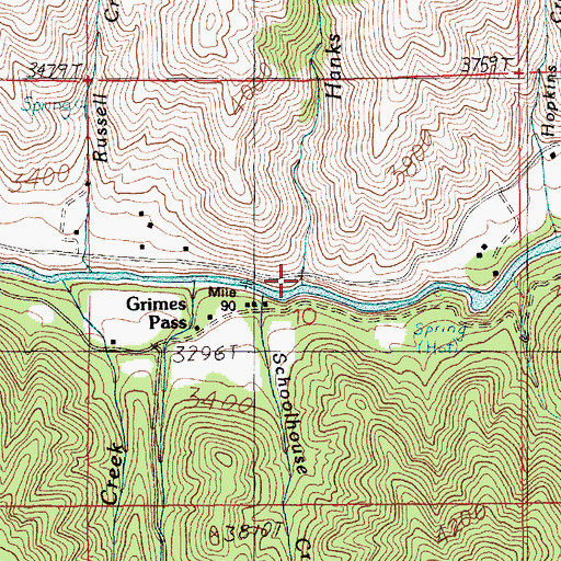 Topographic Map of Hanks Creek, ID