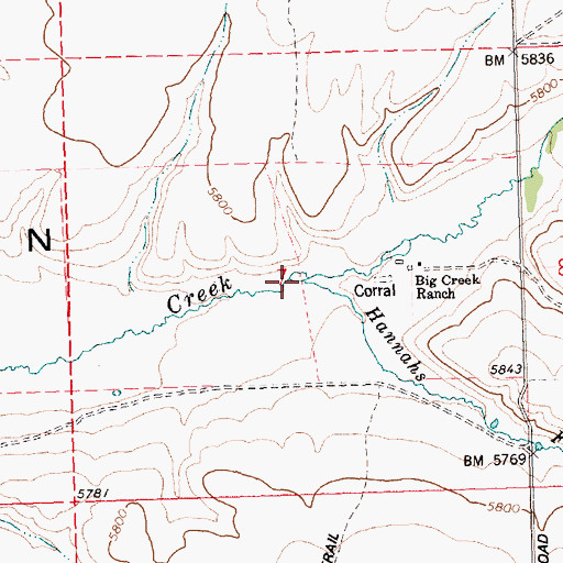 Topographic Map of Hannahs Fork, ID