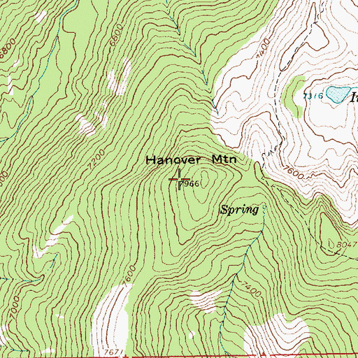 Topographic Map of Hanover Mountain, ID