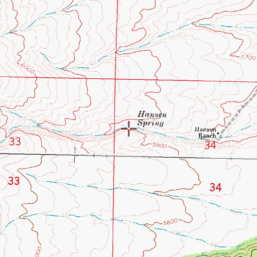 Topographic Map of Hansen Spring, ID
