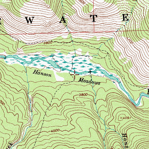 Topographic Map of Hanson Creek, ID
