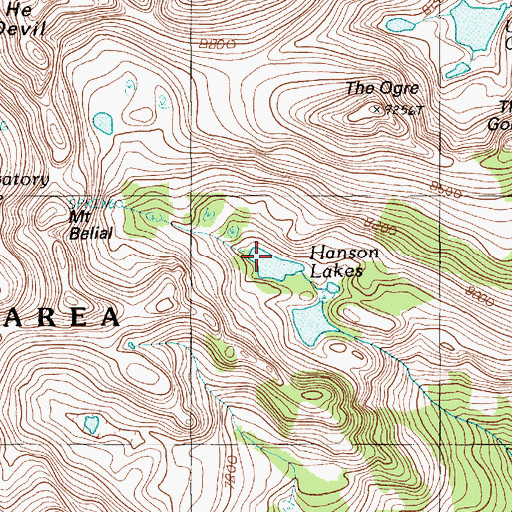 Topographic Map of Hanson Lakes, ID