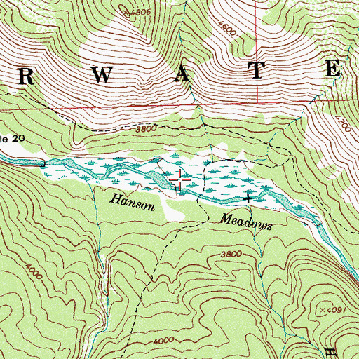 Topographic Map of Hanson Meadows, ID
