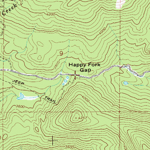 Topographic Map of Happy Fork Gap, ID
