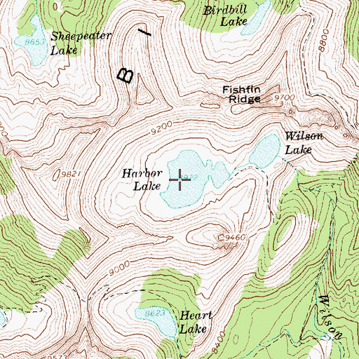 Topographic Map of Harbor Lake, ID