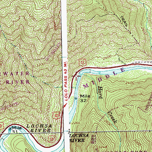 Topographic Map of Hard Creek, ID
