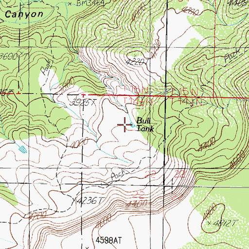 Topographic Map of Bull Tank, AZ