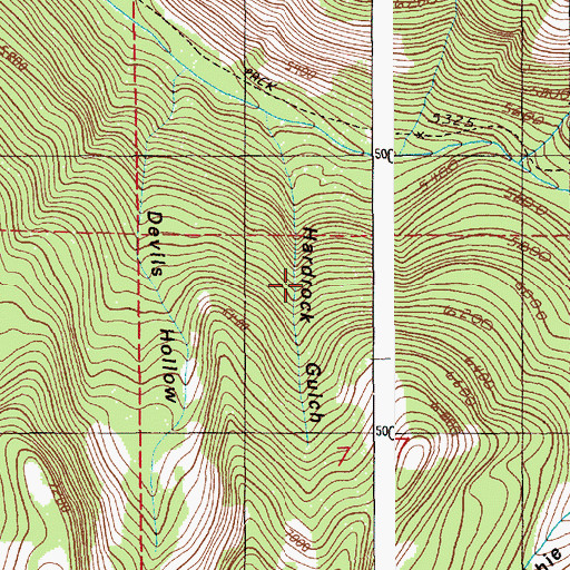 Topographic Map of Hardrock Gulch, ID