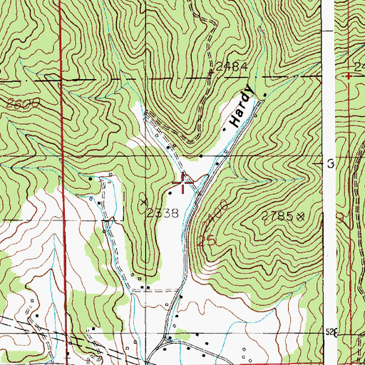 Topographic Map of Hardy Gulch, ID