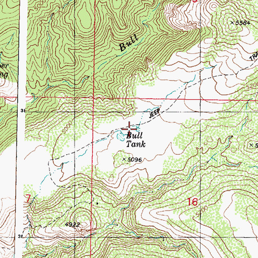 Topographic Map of Bull Tank, AZ