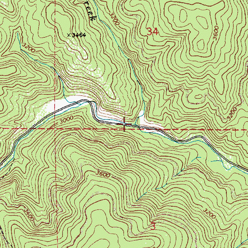Topographic Map of Harlan Creek, ID